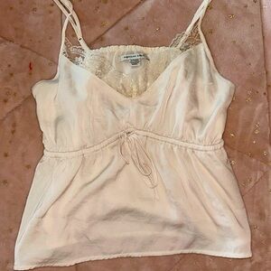 Spaghetti top cream tank! Lace on the top and a tie!
